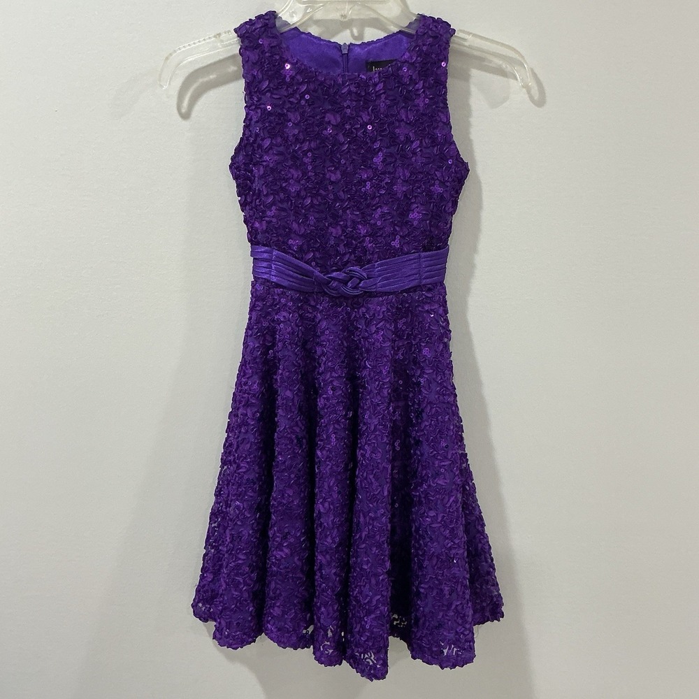 LAUNDRY by SHELLI SEGAL Girl's Dress Girl's Size 7 Textured Purple Sequins